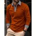 Polo casual con stampa a contrasto a maniche lunghe primaverile e autunnale da uomo 2023_voghion.com