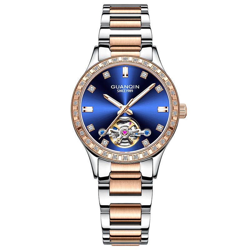 GUANQIN Women Watch Luxury Original Automatic Mechanical Tourbillon Stainless Steel Case Sapphire Crystal 30M Waterproof Watches_voghion.com