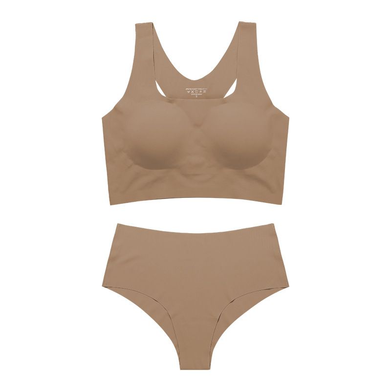  vest-style women's underwear set large size sports wire-free push-up push-up removable padded women's bra_voghion.com