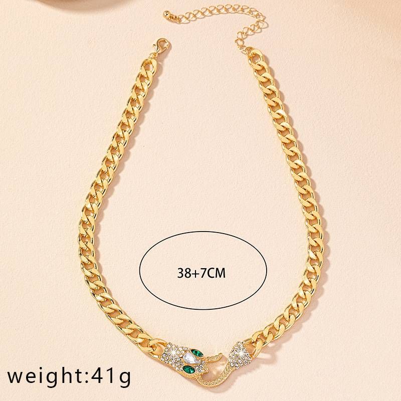 New Instagram hip hop cool accessories Serpentine metal chain necklace collarbone chain_voghion.com