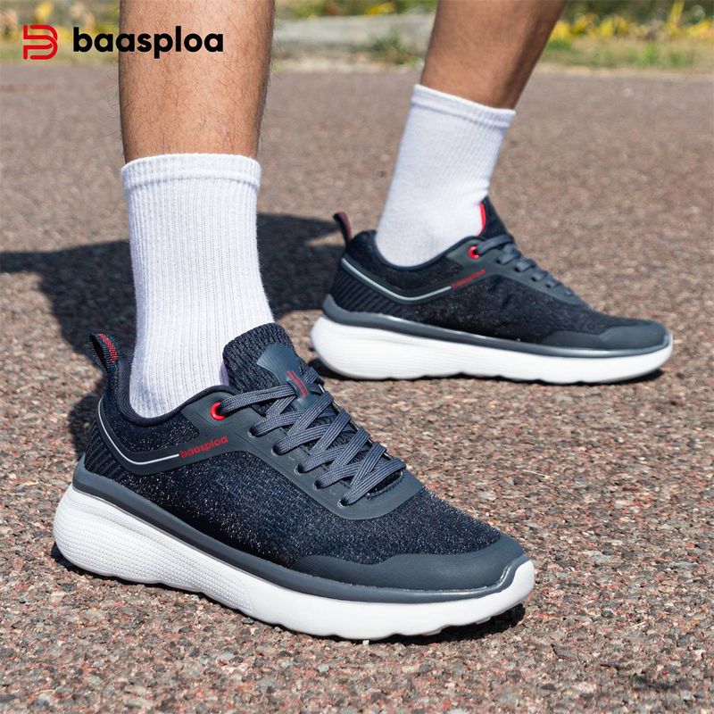 Baasploa Men Casual Sports Shoes Outdoor Mesh Breathable Jogging Non Slip Sneakers Male Casual Lightweight Lace-Up Running Shoes_voghion.com