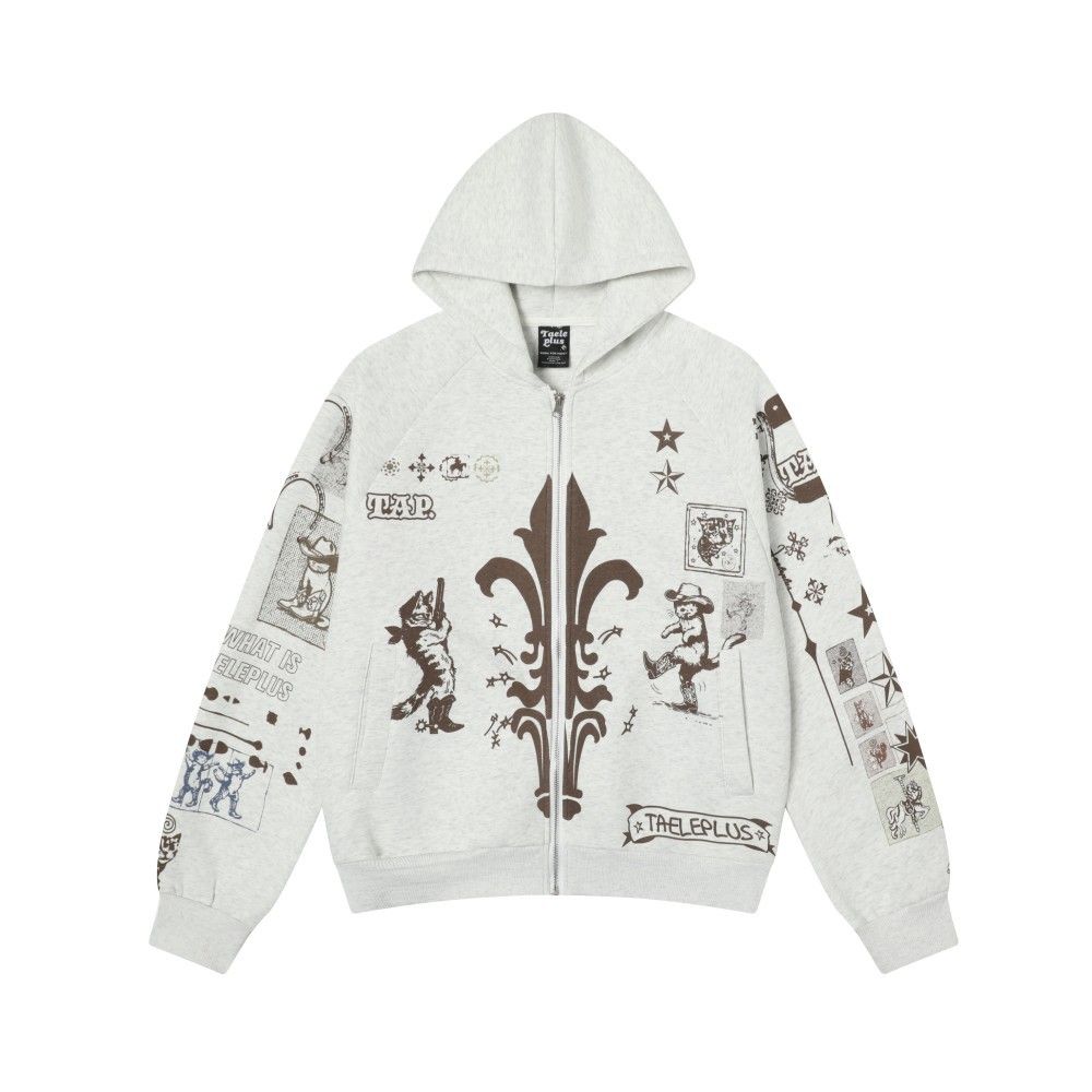 Handbemaltes Graffiti-Hutmuster Bedrucktes Kapuzenpullover Herren Trendy Brand Loose Short Herbst Winterjacke_voghion.com