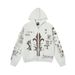 Handbemaltes Graffiti-Hutmuster Bedrucktes Kapuzenpullover Herren Trendy Brand Loose Short Herbst Winterjacke_voghion.com
