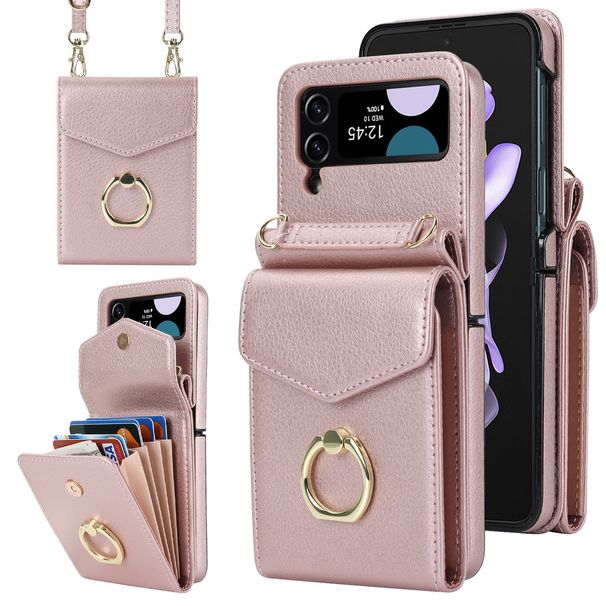 Z Flip6 foldable crossbody phone case with card slot for Flip4 creative multifunctional phone case_voghion.com