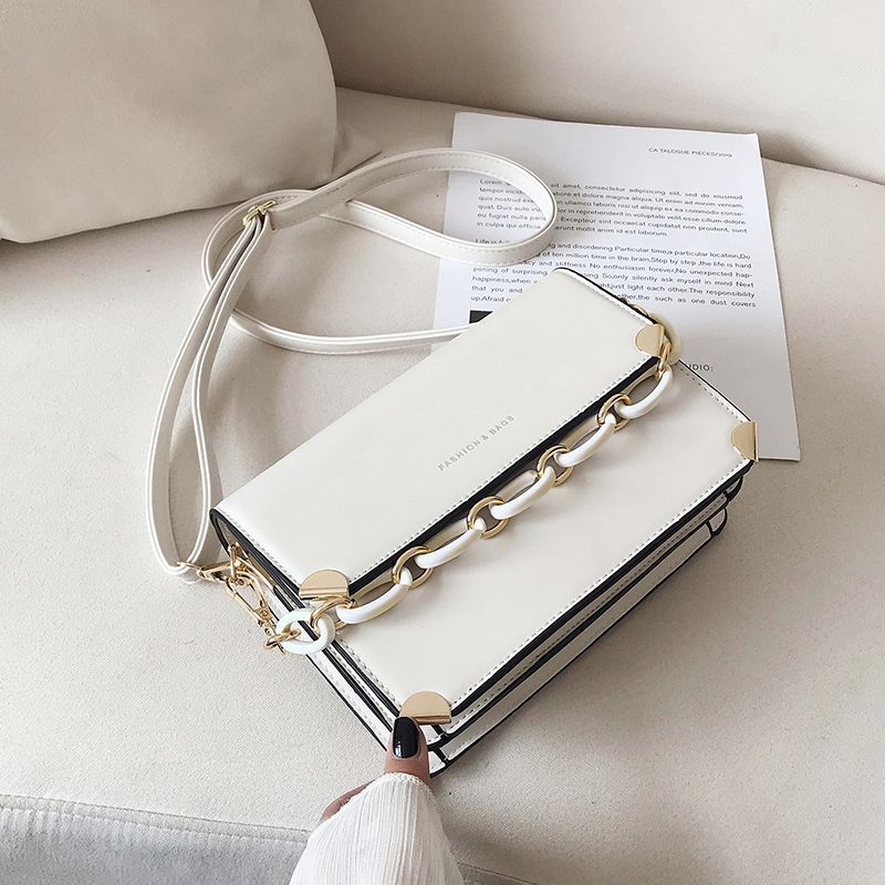 High-end väska i utländsk stil Dam Nya trendiga All-match Texture Messenger-väska kvinnors åldersreducerande mode en-axel liten fyrkantig väska_voghion.com