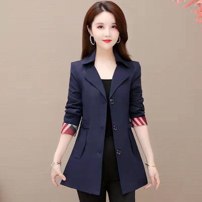 Damen Trenchcoat mittellang klein 2023 Frühling und Herbst neue Mutter schlanker Mantel in diesem Jahr beliebter Mantel_voghion.com