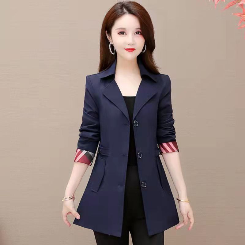Women's trench coat mid-length small 2023 spring and autumn new mother slim coat this year popular coat_voghion.com