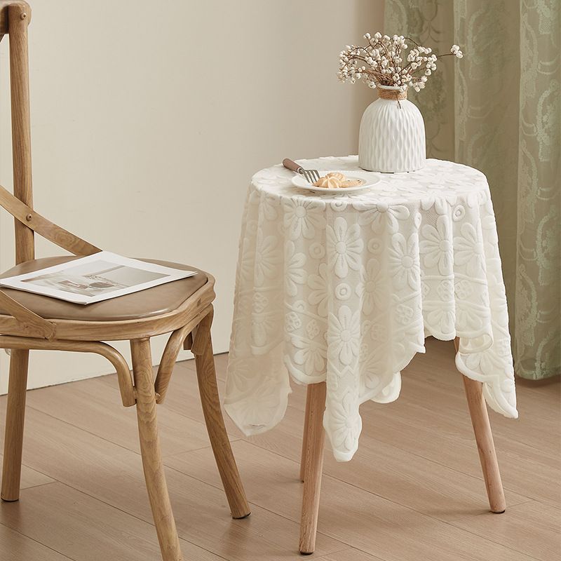 Sonnenblumen-Tischdecke – 60 % Polyester, 40 % Baumwolle, weiß-beige Boho-Tischdecke für Esszimmer, Kaffee, Schreibtisch – Vintage-Blumendekor_voghion.com