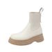 Thick Soled Short Boots Soft Leather New Round Head Autumn And Winter British Style Zipper All Match Heightened Socks Boots Knitted Casual_voghion.com
