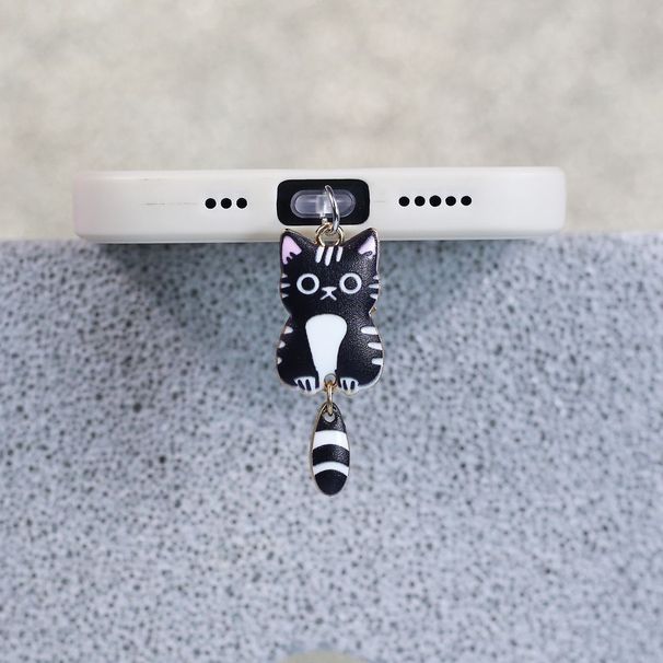 Simpatico gatto nuovo tappo antipolvere per telefono appeso ornamento accessorio decorazione pendente multicolore antipolvere_voghion.com