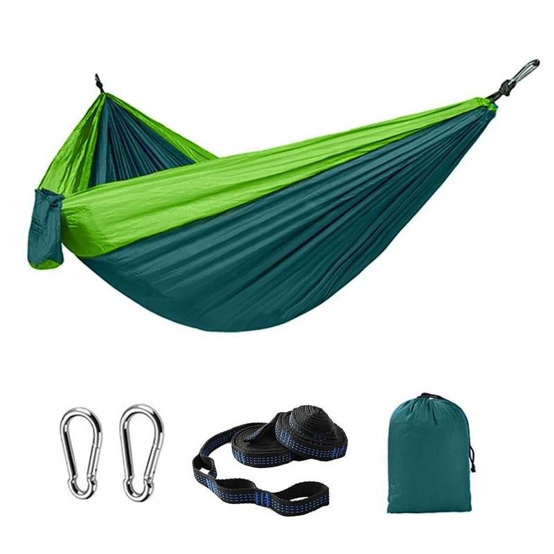 Outdoor Camping und Camping Doppel Fallschirm Tuch Farbe Block Hängematte_voghion.com