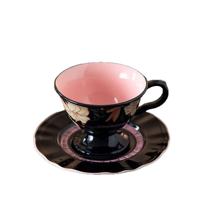 Leichtes Luxus-Kaffeetassenset aus Keramik, elegantes Retro-Kaffeetassen-Set mit hohem Fuß, hochwertiges Geschenkset für Nachmittagstee_voghion.com