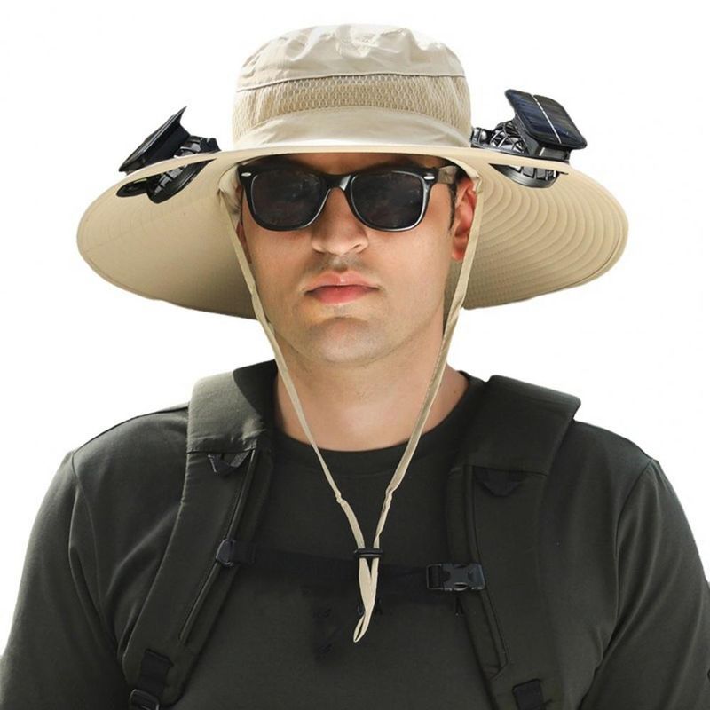 Žhavý výprodej rybářský dvojitý ventilátor pánský solární ventilátor rybářský klobouk s větruodolným okrajem USB nabíjení anti-UV pro venkovní použití_voghion.com