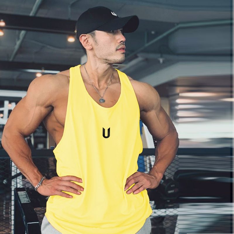 Herrenbekleidung Muscle Loose I Shaped Schnelltrocknendes Lauf-Iron-Tops Brothers Sport-Fitness-Kleidung Trainingsweste Männer_voghion.com