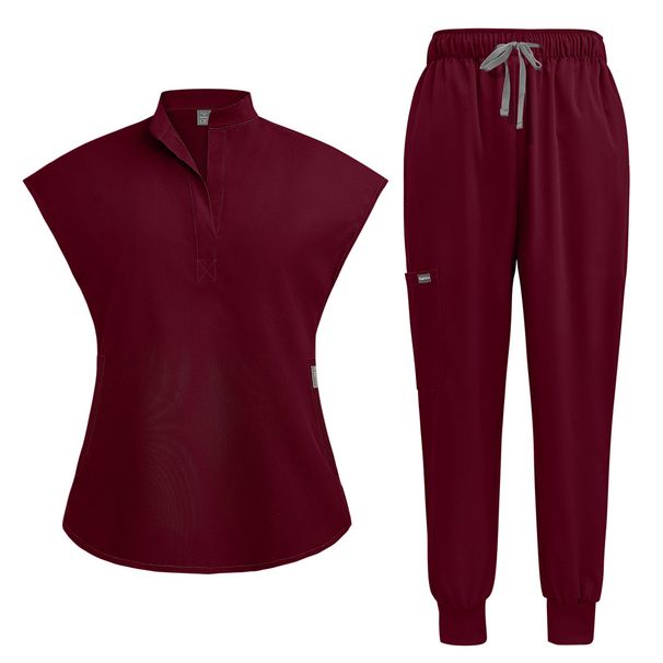 Dammekleeder 16 Faarwen High-End Operatiounsanzug Standkragen Aarbechtskleeder Infirmièreanzug Scrub Jogging Wäschkleeder_voghion.com