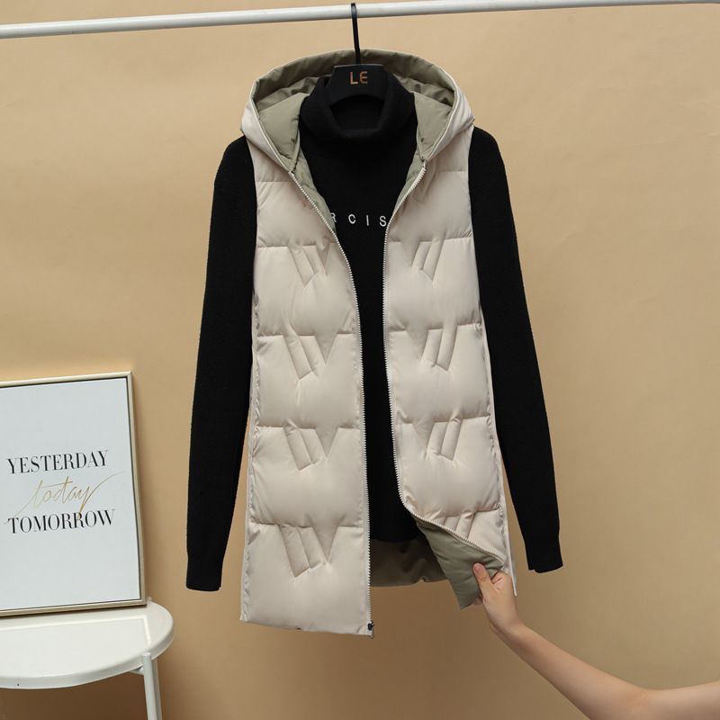 ​​Wendbare Steppweste für Damen – Lange Pufferweste mit Kapuze und Taschen​​_voghion.com