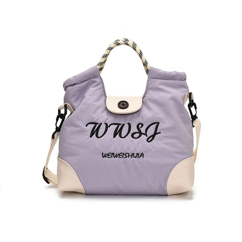 Borsa tote in tela oversize per donna - Borsa a tracolla e a spalla casual estiva (Borsa per studenti universitari, leggera e spaziosa, con estetica pigra)_voghion.com