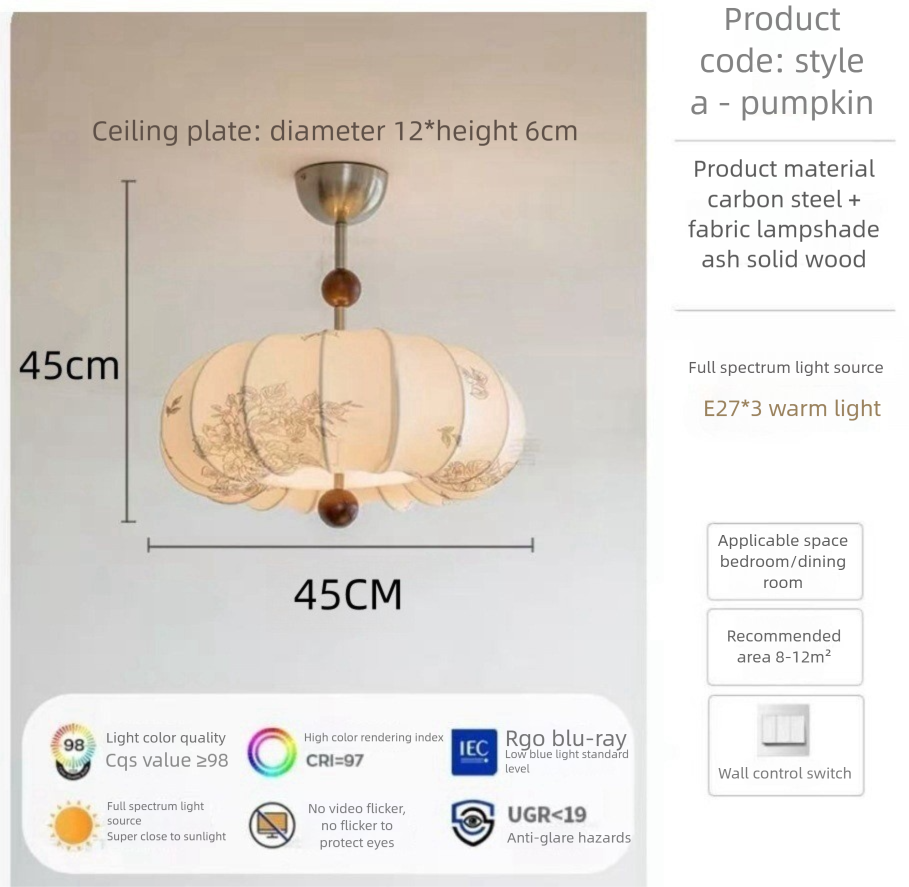 Lámpara de techo estilo Nanyang, nueva lámpara de techo vintage creativa con forma de calabaza, iluminación para dormitorio principal._voghion.com