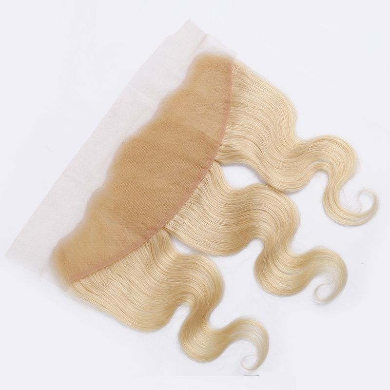 13X4 Gjennomsiktig Blonde Kroppsbølge 613 Blonde Frontal Ekte Hår 150% Tetthet 613# Lys Blond Farge Bølget Hår Frontal_voghion.com