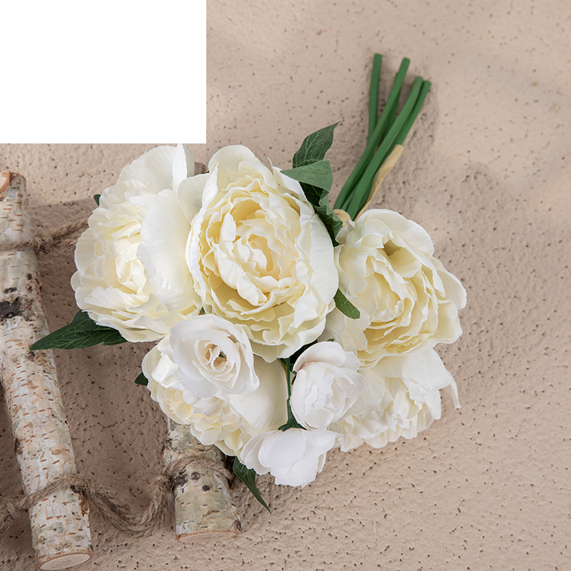 Fabrikant groothandel pioenboeket champagne kunstbloem boeket buitenlandse handel woondecoratie bruiloft kunstbloem DY1-36C_voghion.com