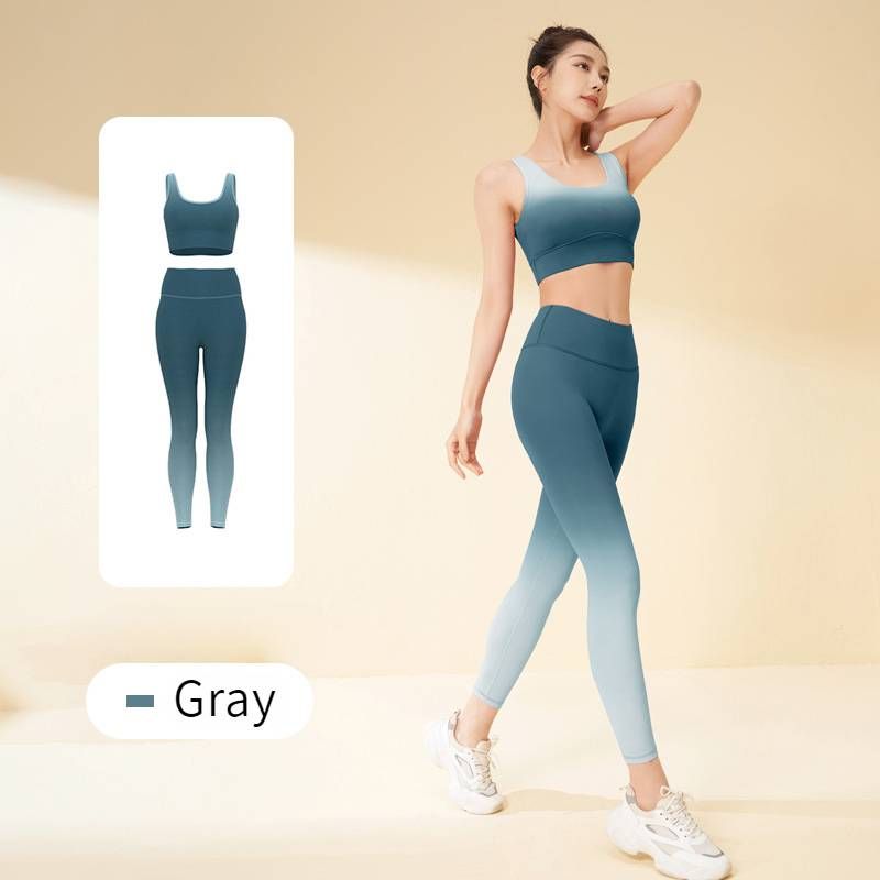Ombré yogaset voor dames - Naadloze Cloud Touch sportkleding | Loungelegging met hoge taille en cropped top_voghion.com