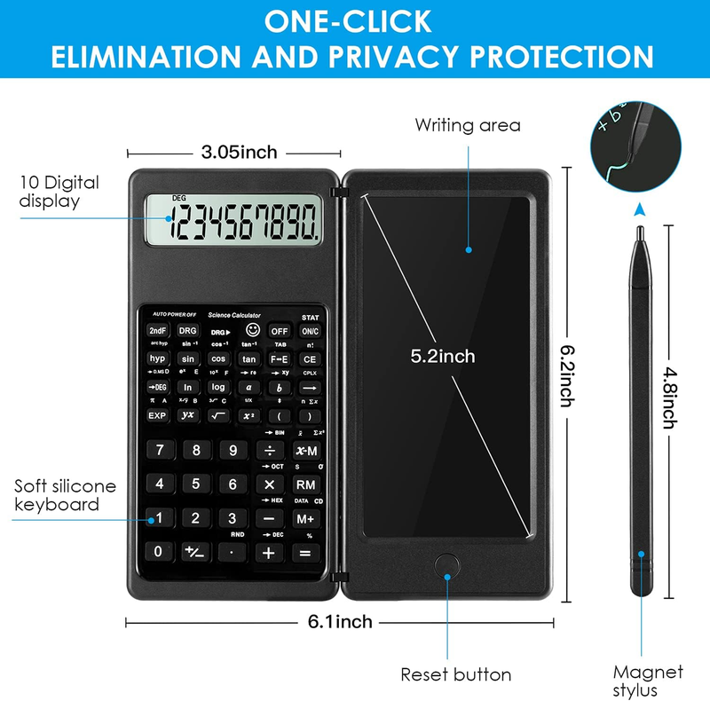 Scientific Calculators For Students, 10-Digit Large Screen, Math Calculator With Notepad, Classroom Must Haves For Middle High School & College_voghion.com