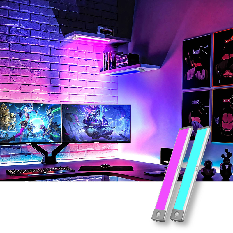 9.88Inch Motion Sensor Closet Light, 45LED RGB Wireless Rechargeable Under Cabinet Light (Set Of 2)_voghion.com