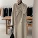 Korean Chic Oversized Wool Coat – Double-Breasted Long Trench Coat With Belt, Minimalist Office Wear & Timeless Outerwear_voghion.com