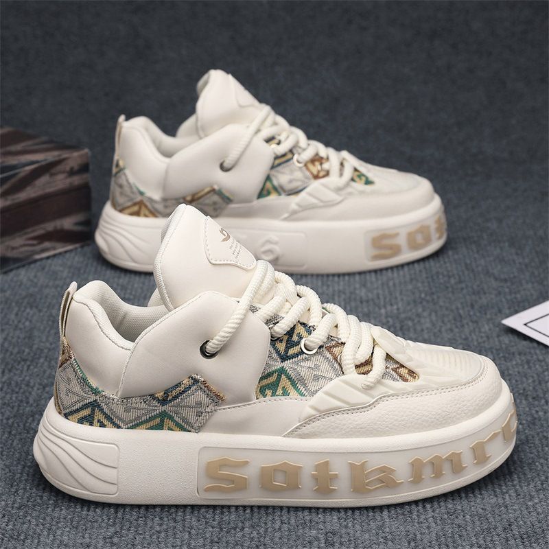 Kleine witte herenschoenen lente ademend waterdicht antislip hardloop casual sportschoenen tieners dikke zool verhogende lichtgewicht boardschoenen_voghion.com