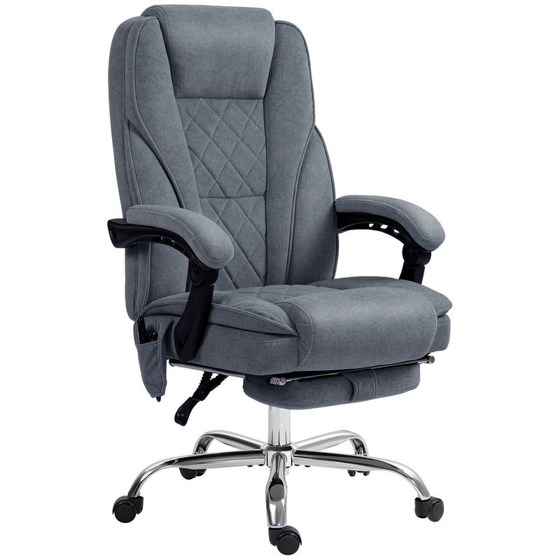Vinsetto Massage Office Chair, Heated Reclining Office Desk Chair With Adjustable Height And Footrest, Charcoal Gray_voghion.com
