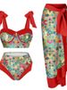 Stylisches 3-teiliges Mesh-Badeanzug-Set – Digitaldruck-Bikini mit langem Rock für Strand & Pool_voghion.com