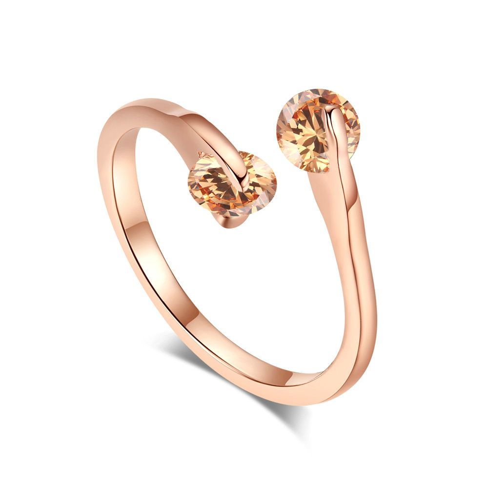 Gioielli classici, anello aperto alla moda, gioielli da donna placcati in platino con zircone, 5 colori opzionali_voghion.com