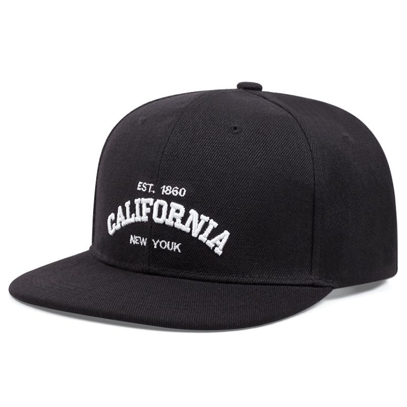 Men's and women's flat brimmed hats with embroidered letters on the street, hip-hop hats, summer fashionable sports_voghion.com