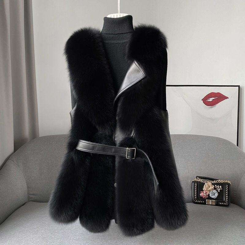 Women's Clothing fur vest 2024 style stylish winter outer wear thickened fox fur vest jacket fashionable young style_voghion.com