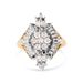 10K Yellow Gold 1 Cttw Round and Baguette cut Diamond Cluster and Rhombus Halo Ring (H-I Color, I1-I2 Clarity) - Ring Size 7_voghion.com