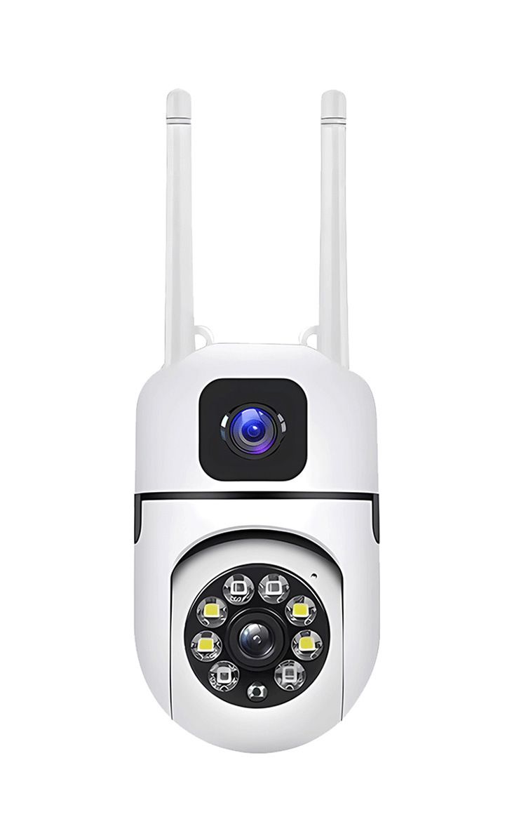 Dual-Lens WiFi Security Camera With Full-Color Night Vision, Remote Viewing, And Optional UPS Backup_voghion.com