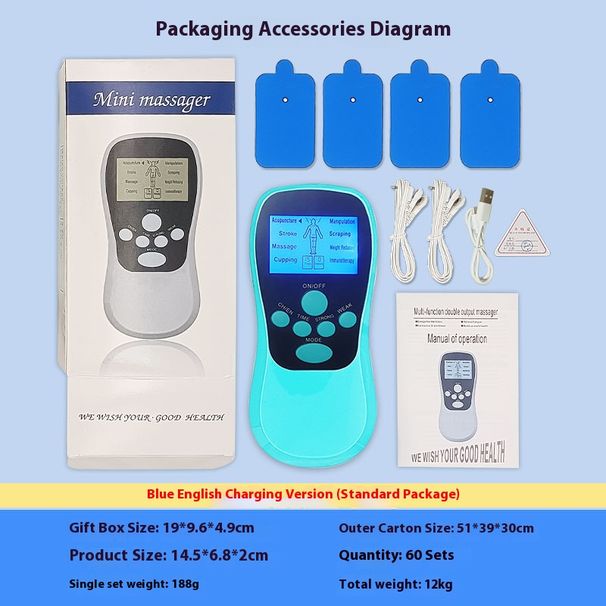 Massaggiatore a impulsi EMS a 4 punti - Sollievo regolabile dal dolore a collo, schiena, fianchi e gambe, stimolatore muscolare ricaricabile con 6 modalità e 10 intensità_voghion.com