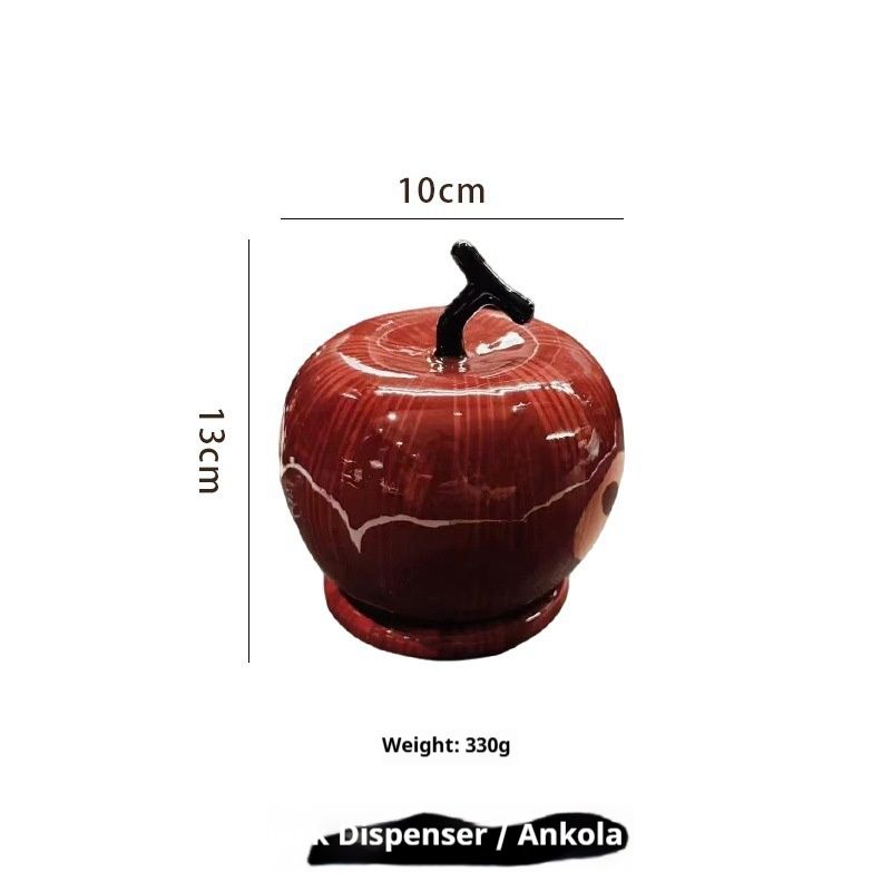 Red Apple Ceramic Toothpick Holder – Festive Fruit-Shaped Kitchen & Dining Decor (Food-Safe Glaze, Non-Slip Base)_voghion.com