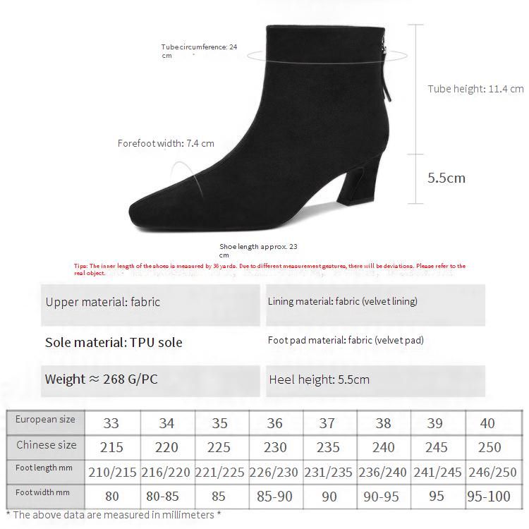 Cameido Women's French Style Suede Mid Heel Chunky Heel Slim Ankle Boots For Autumn And Winter_voghion.com