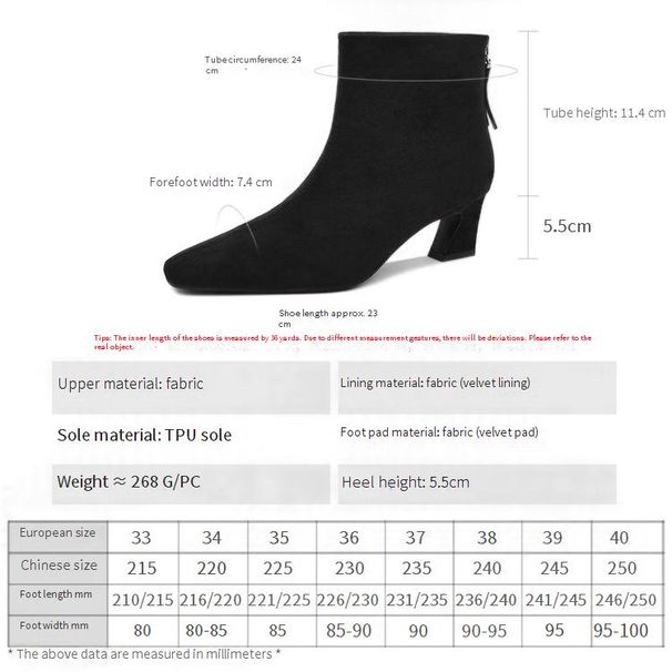 Cameido Women's French Style Suede Mid Heel Chunky Heel Slim Ankle Boots For Autumn And Winter_voghion.com