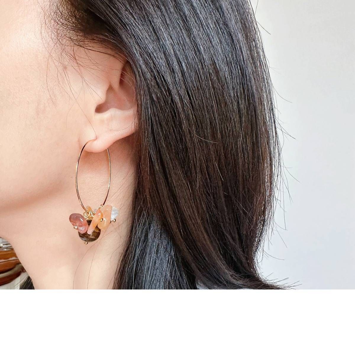 Set di gioielli da donna - Collana con perline in pietra occhio di tigre e agata lavorata a mano con cordino in pelle, bracciale e orecchini abbinati, accessori boho chic_voghion.com