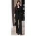 Schwarzer Anzug-Set für Damen, High-End-Feeling, 2025, neuer Frühling und Herbst, lässig, elegant, professionell, formeller Damenblazer_voghion.com