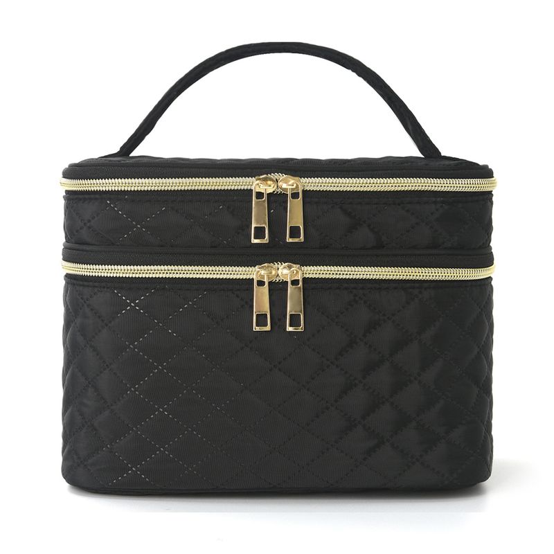 Trousse de toilette à double couche, grande capacité, portable et élégante, idéale pour le voyage et le maquillage._voghion.com