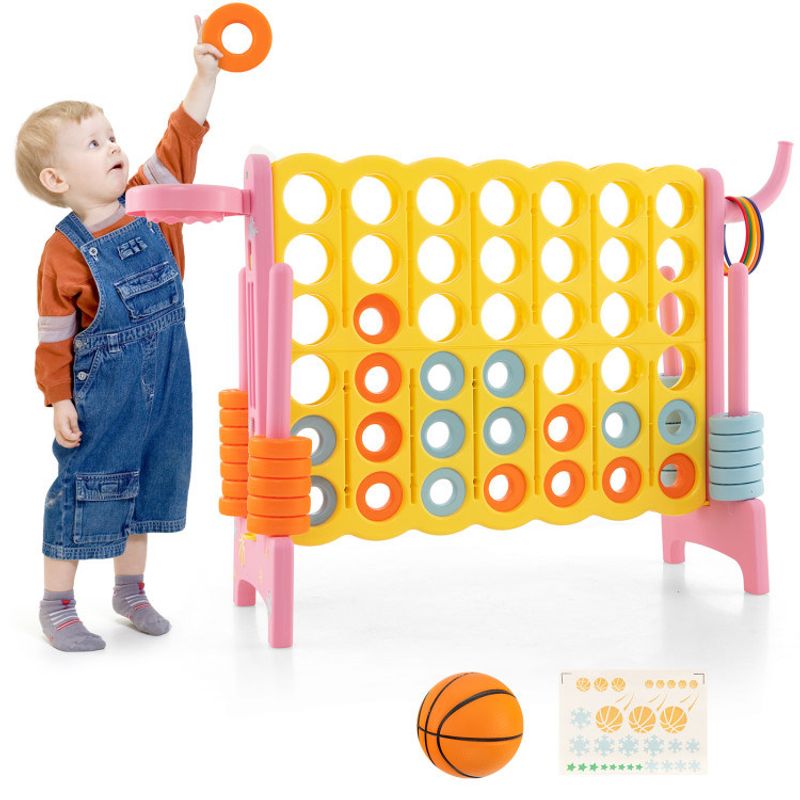 4-in-a-Row Connect Game with Basketball Hoop and Toss Ring_voghion.com