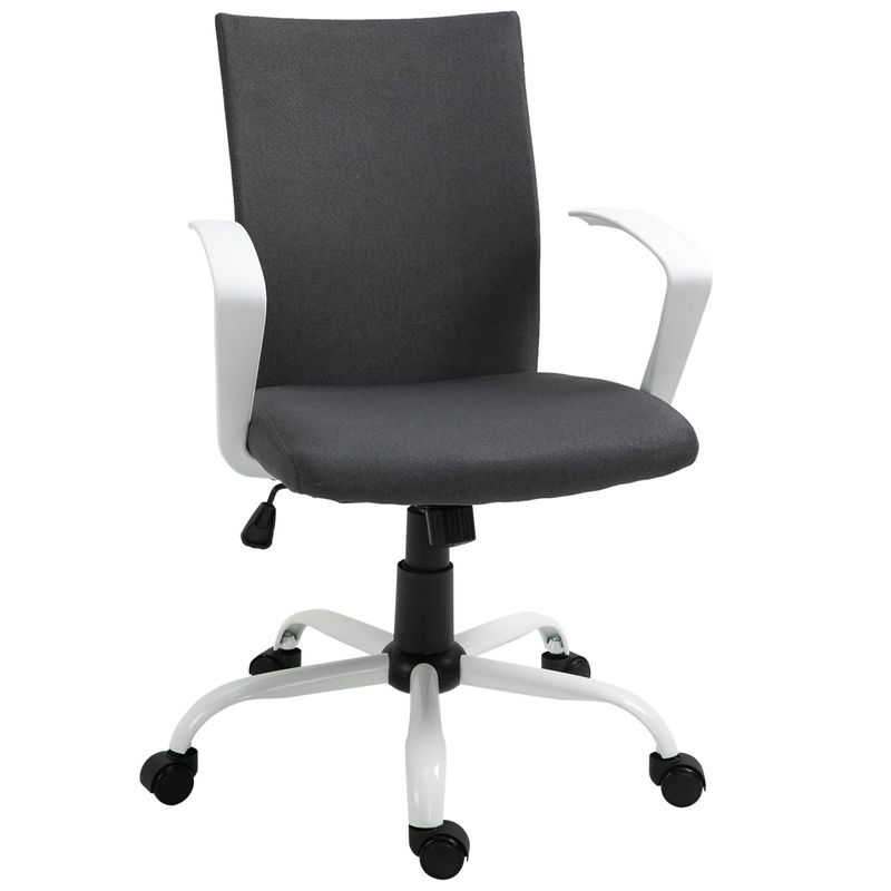 Vinsetto Home Office Linen Chair Swivel Computer Desk Task Chair, Dark Grey_voghion.com