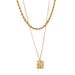 Collana con ciondolo geometrico semplice placcato oro in rame, collana intrecciata alla moda da donna, a doppio strato_voghion.com