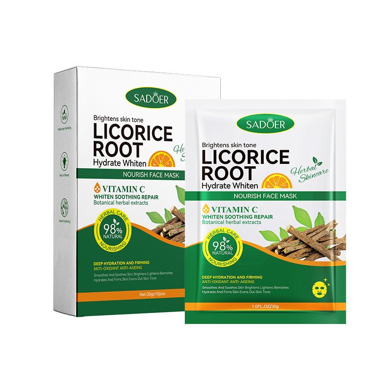 Full English SADOER Licorice VC Whitening Nourishing Moisturizing Hydrating Mask Sheet_voghion.com
