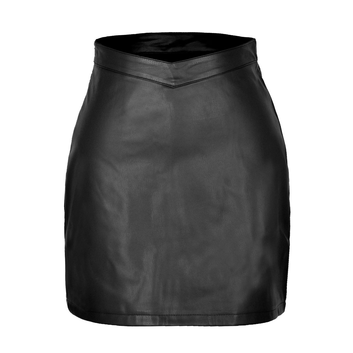 Jupe courte en cuir PU pour femmes, mode, taille en V, fermeture éclair, jupe en cuir_voghion.com