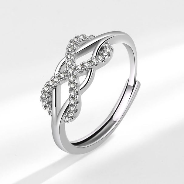 Straight Rose Gold Fashion 8-Shaped Cross Zircon Ring_voghion.com