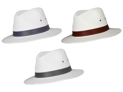 Classico 100% cotone Fedora Panama Sun Summer Beach Holiday Hat Fascia in ecopelle_voghion.com